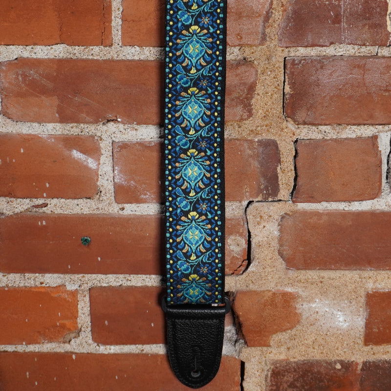 Levy's Print Series Hootenany Blue & Yellow Jacquard Motif Guitar Strap